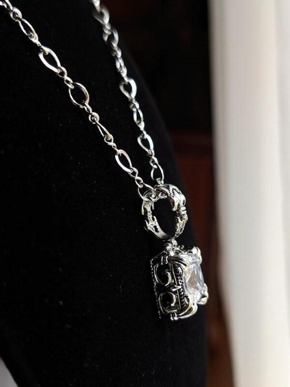 Sterling Silver Silpada Square CZ Pendant Necklace - Picture 7 of 8